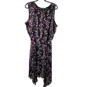 Lane‎ Bryant Black Floral Sleeveless Midi Dress Plus Size 28 Career Classic
